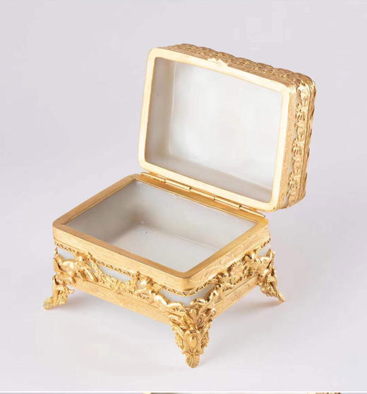 独角鹿西洋古董摆件新艺术主义风格铜鎏金水晶雕花首饰盒珍宝盒 商品图2