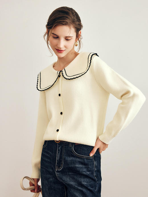 OLrain欧芮儿法式海军领毛衣女秋冬2022年新款时尚奶fufu针织上衣 商品图1