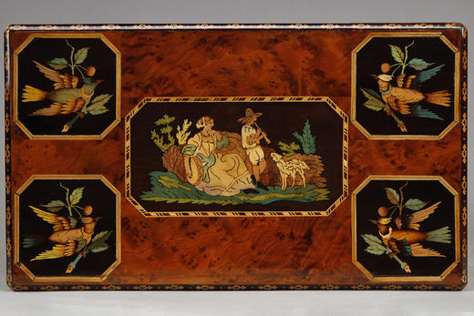 独角鹿西洋古董家居摆件1850年代法国细木镶嵌木质收纳盒珍宝盒 商品图4