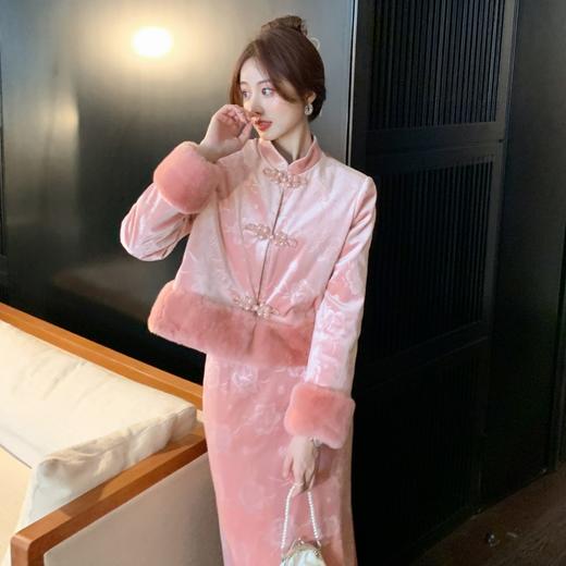 【年终福利，不退不换】  【金玉牡丹】压花升级版立体花襟盘扣拼接外套 商品图3