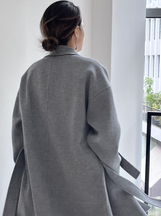 Puree｜#1212 高级灰翻领羊绒羊毛混纺大衣 [灰] 商品图4