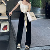 黑色阔腿裤女春夏季新款宽松显瘦抽绳休闲长裤运动高腰直筒拖地裤 商品缩略图2