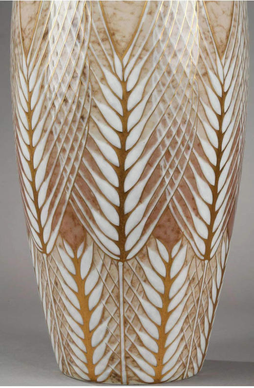 独角鹿西洋古董赛弗尔瓷器法国出品画师Pihan手绘麦穗花纹瓷瓶 商品图2