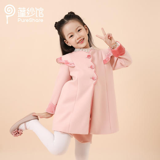 PureShare女童公主裙新款时髦加厚毛呢秋冬款连衣裙-糖豆外套 商品图0