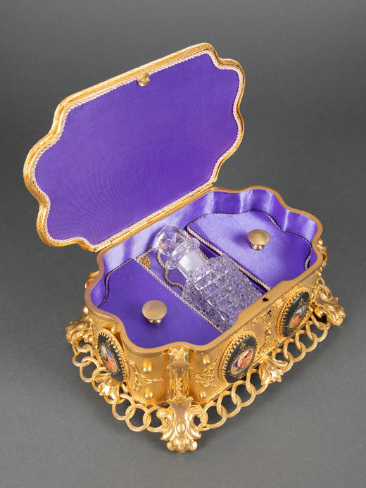 独角鹿西洋古董铜鎏金镶嵌塞弗尔瓷器埃及人像珍宝盒水晶香水瓶 商品图2