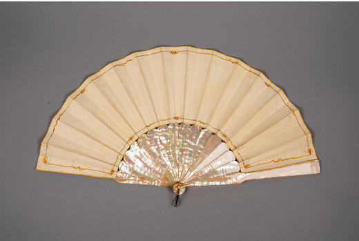 独角鹿西洋古董欧洲画师签名洛可可风格手绘纸面扇面母贝扇骨折扇 商品图4