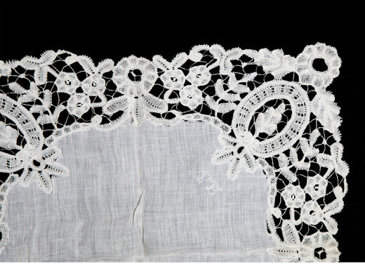 独角鹿西洋古董19世纪末比利时出品花卉主题棒槌蕾丝工艺蕾丝方巾 商品图2