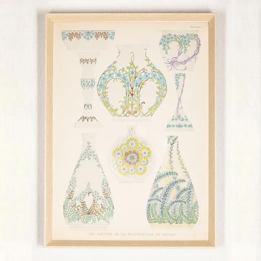 独角鹿西洋古董法国塞弗尔瓷窑出版彩色凹版印刷装饰艺术画稿 商品图0