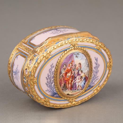 独角鹿西洋古董Esaias Fernau绘画高加米拉战役双色金珐琅鼻烟盒 商品图3