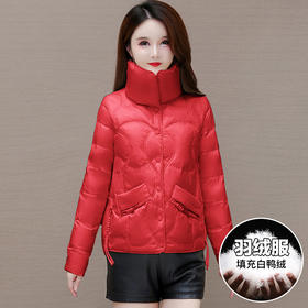 QYM 23853-Y时尚羽绒服纯色休闲外套气质优雅外套