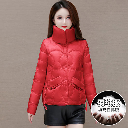 QYM 23853-Y时尚羽绒服纯色休闲外套气质优雅外套 商品图0