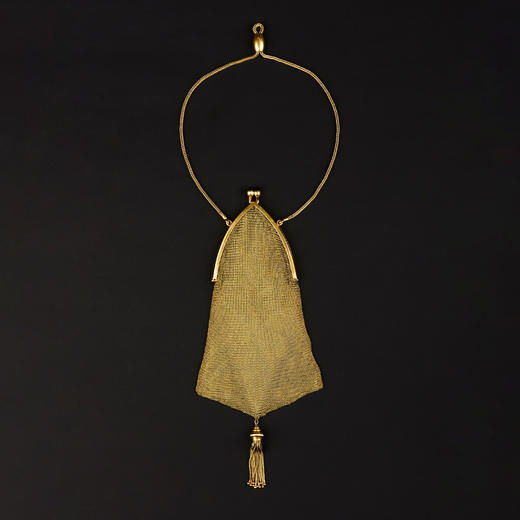 独角鹿西洋古董法国18K金长链珠扣流苏装饰黄金编织女士晚宴包 商品图0