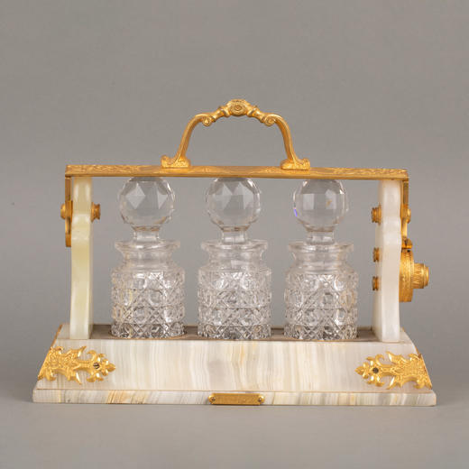 独角鹿西洋古董英国水晶酒瓶镀金青铜玛瑙上锁透明酒柜酒具套装 商品图0