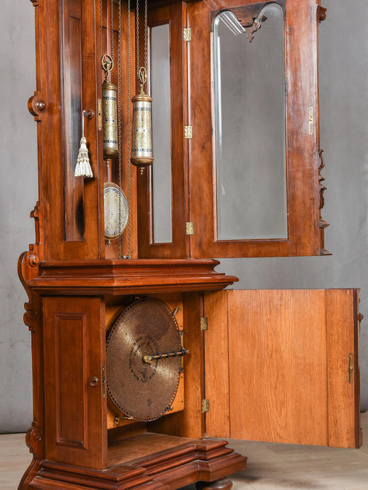 独角鹿西洋古董转盘式碟片音乐盒修饰胡桃木精雕古典兽纹落地钟 商品图3