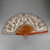 独角鹿西洋古董法国天然珍贵材质扇骨手绣花卉蕾丝扇面古董折扇 商品缩略图0