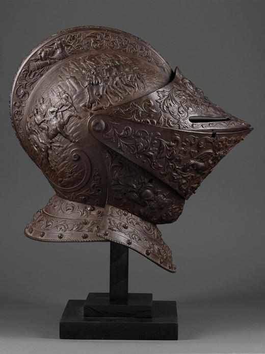 独角鹿西洋古董文艺复兴风古典神兽勇士铁合金浮雕装饰封闭式头盔 商品图0