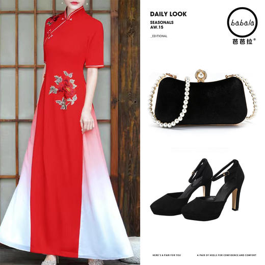 芭芭拉新款中式复古绣花旗袍 商品图1