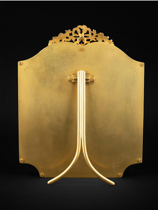 独角鹿西洋古董法国路易十六风格铜鎏金浮雕镶嵌蓝色天鹅绒相框 商品图4