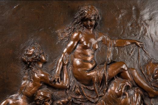 独角鹿西洋古董法国洛可可clodion风格女神维纳斯铸铜浮雕一对 商品图3