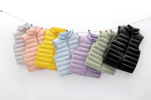 【新款儿童羽绒胖胖象品牌马甲】90%白鸭绒含绒量高支高密面料110-160码可选 男童款 女童款 多色可选胖胖象品牌 商品图3