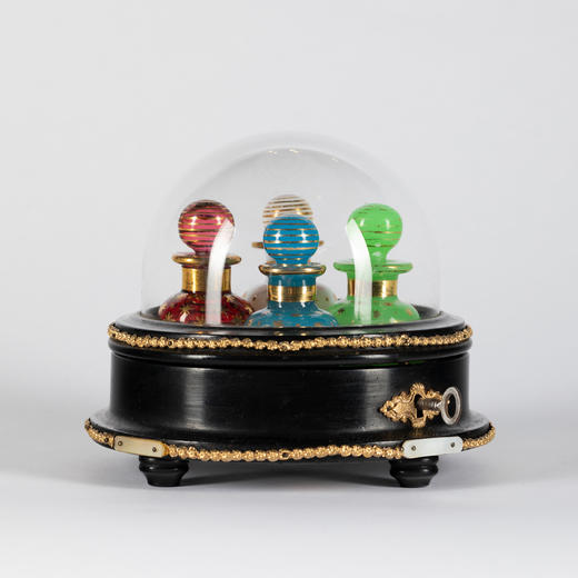 独角鹿西洋古董法国拿破仑三世时期出品四色欧泊水晶香水瓶套件 商品图0