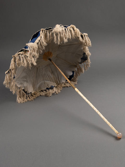 独角鹿西洋古董法国牛骨伞柄流苏花卉纹样丝绸伞面古典淑女阳伞 商品图1