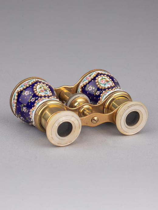 独角鹿西洋古董法国出品铜鎏金繁花盛放主题手绘珐琅剧院望远镜 商品图1