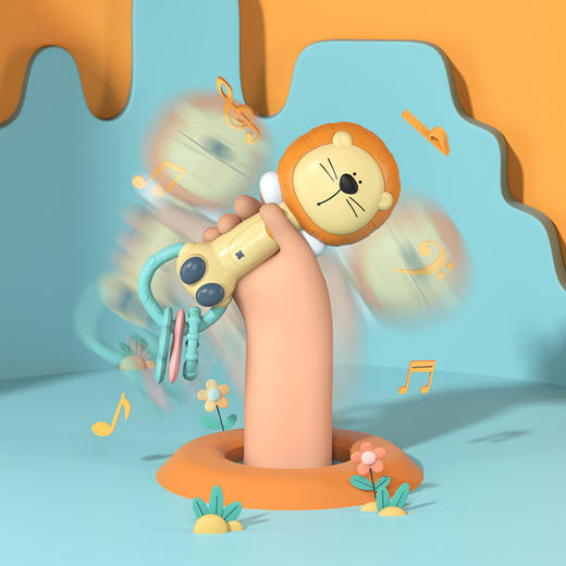 【动物声光摇铃 多种玩法更丰富！】婴儿玩具音乐手摇铃可咬3-6个月婴幼儿安抚哄娃宝宝0-1岁手抓玩具 商品图2