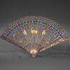 独角鹿西洋古董中国手绘缠枝莲装饰珐琅银镀金累丝烧蓝扇骨折扇 商品缩略图0