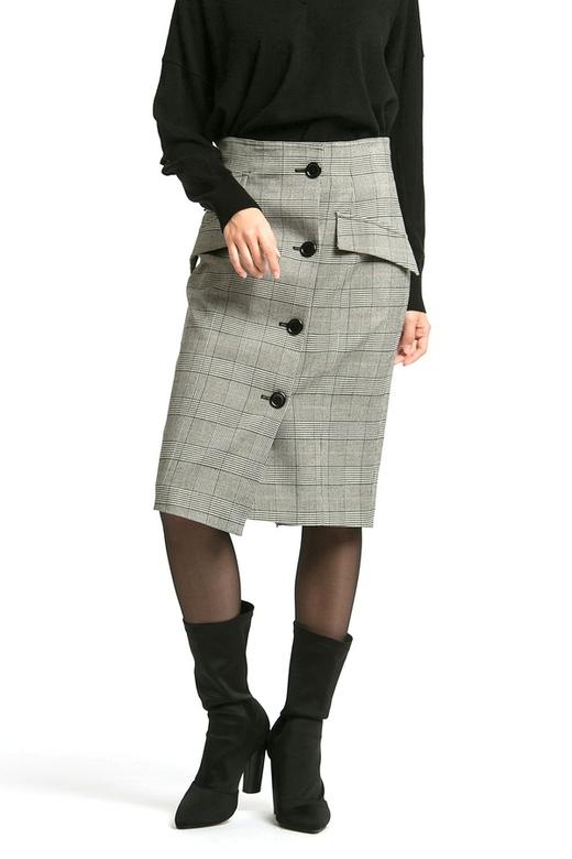 LILY 复古格子排扣包臀裙 354 商品图2