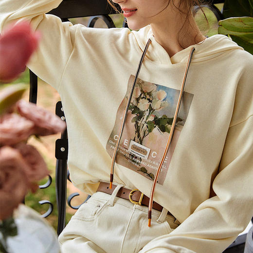 欧芮儿法式连帽加绒卫衣女秋冬2022年宽松慵懒小个子奶系穿搭上衣 商品图3