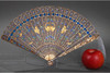 独角鹿西洋古董中国手绘缠枝莲装饰珐琅银镀金累丝烧蓝扇骨折扇 商品缩略图1