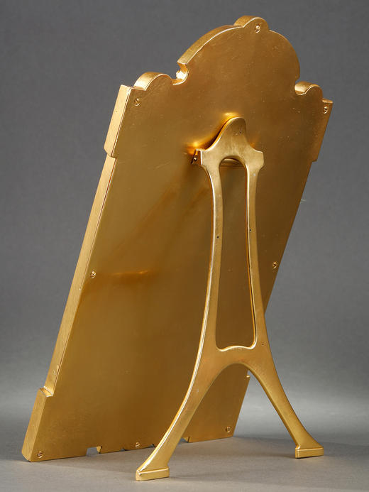 独角鹿西洋古董摆件法国新艺术时期铜鎏金修饰天使与自然方形相框 商品图2