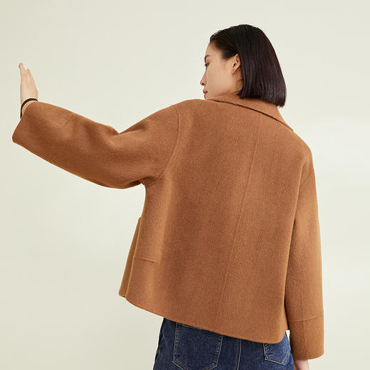 玳莎双面呢短外套女22冬季新款简约气质显瘦翻领毛呢大衣小个子  CD37302 商品图1