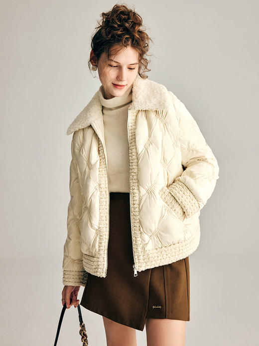 OLrain欧芮儿法式小香风短款羽绒服女秋冬2022新款保暖白鸭绒外套 商品图3