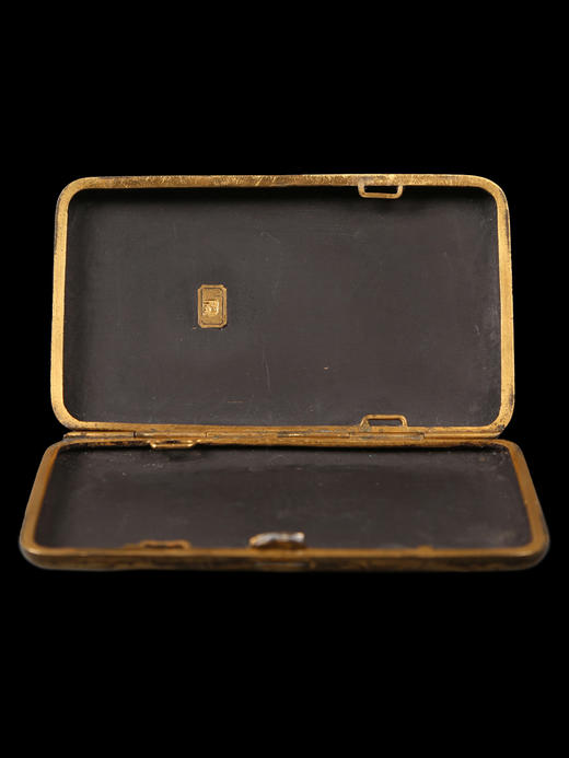 独角鹿西洋古董日本明治时期祥瑞龙凤与传统楼阁主题布目象嵌烟盒 商品图4