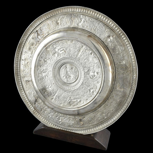 独角鹿西洋古董1875年代英国镀银青铜金星维纳斯玫瑰水盘圆形盾牌 商品图4