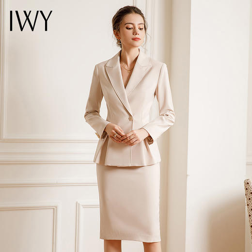 IWY/杏色新款职业装气质女神范高端工作服正装套裙秋季22CS115 商品图2