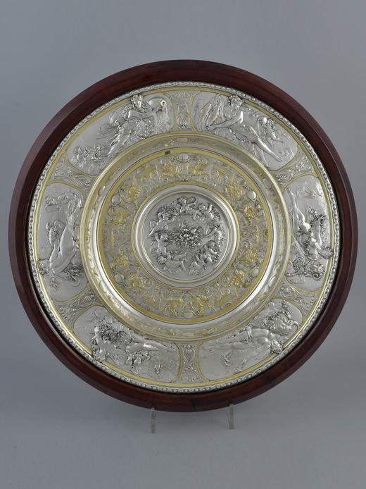 独角鹿西洋古董英国工坊法国艺术家设计镀金银文艺复兴风圆盾一对 商品图2