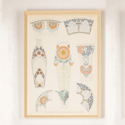 独角鹿西洋古董法国塞弗尔瓷窑出版彩色凹版印刷艺术装饰画稿 商品图0