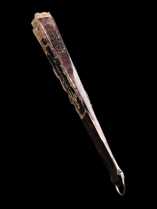 独角鹿西洋古董蕾丝女神与天使图绘黑丝绸扇面母贝扇骨古董折扇 商品图4