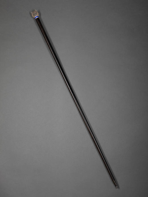 独角鹿西洋古董俄罗斯红宝石镶嵌水晶猫蓝色玑镂珐琅项圈硬木手杖 商品图1