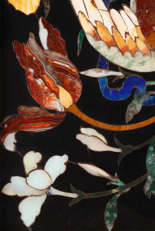 独角鹿西洋古董意大利文艺复兴风格花鸟硬石镶嵌乌木画框装饰画 商品图2