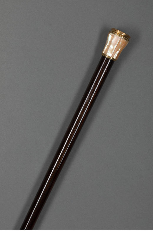 独角鹿西洋古董法国黄金藤蔓浮雕镶嵌母贝杖柄红木杖身古董手杖 商品图2