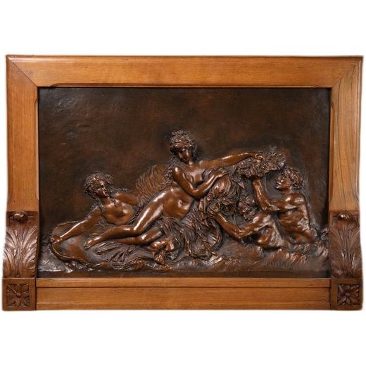 独角鹿西洋古董法国洛可可clodion风格女神维纳斯铸铜浮雕一对 商品图4