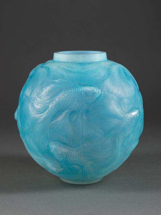 独角鹿西洋古董莱俪LALIQUE工坊出品FORMOSE锦鲤款欧泊水晶花瓶 商品图2