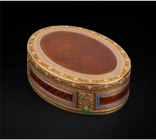 独角鹿西洋古董摆件欧洲珐琅装饰黄金花枝雕饰圆形首饰盒珍宝盒 商品图3