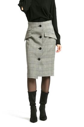 LILY 复古格子排扣包臀裙 354