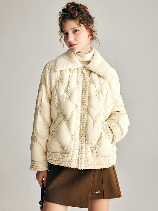 OLrain欧芮儿法式小香风短款羽绒服女秋冬2022新款保暖白鸭绒外套 商品图1