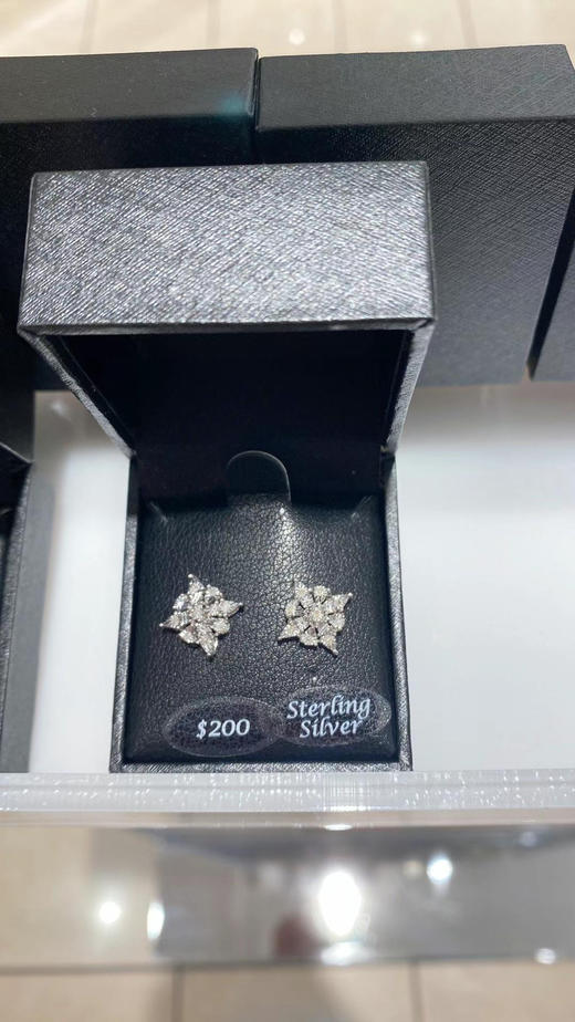 梅西百货商场自有品牌，真钻石💎雪花❄️项链和耳钉，纯银配件 商品图2